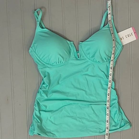 Anne Cole Underwire Tankini Swim Top Womens Small Aqua Adjustable‎ Straps NWT - Picture 6 of 9